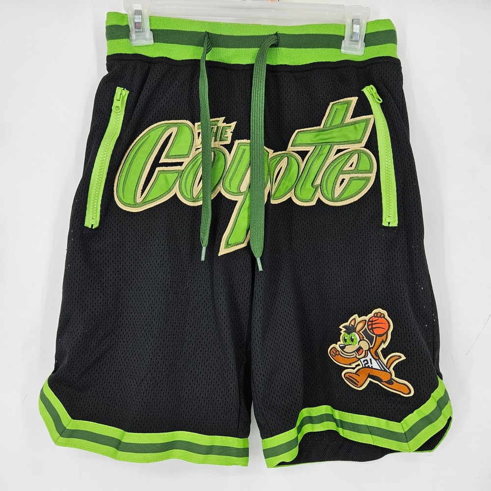 San Antonio Spurs‎ Coyote Shorts Mens Small Basketball Mesh Green Black Rare